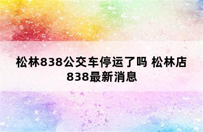 松林838公交车停运了吗 松林店838最新消息